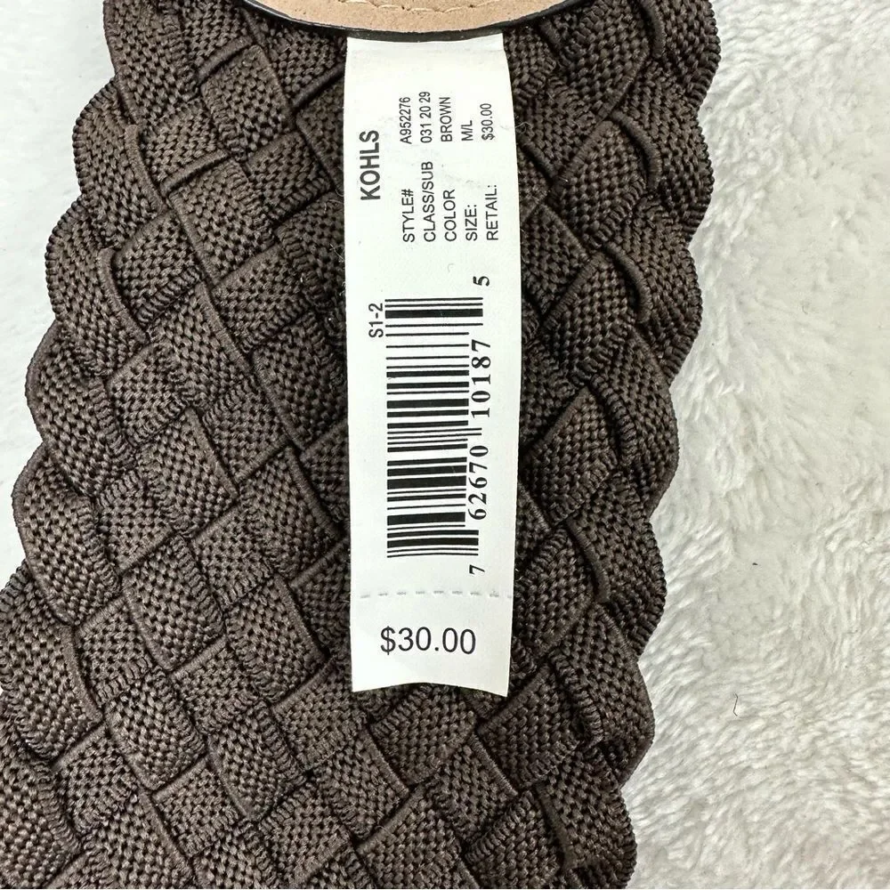 Apt 9 Womens‎ Brown Braided Elastic Stretch Wide Cinch Waist Belt M/L NEW